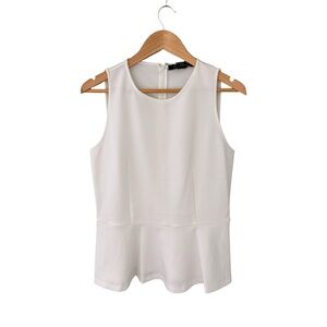 Mason Thomas Women's White Sleeveless Peplum Top NWT Size L